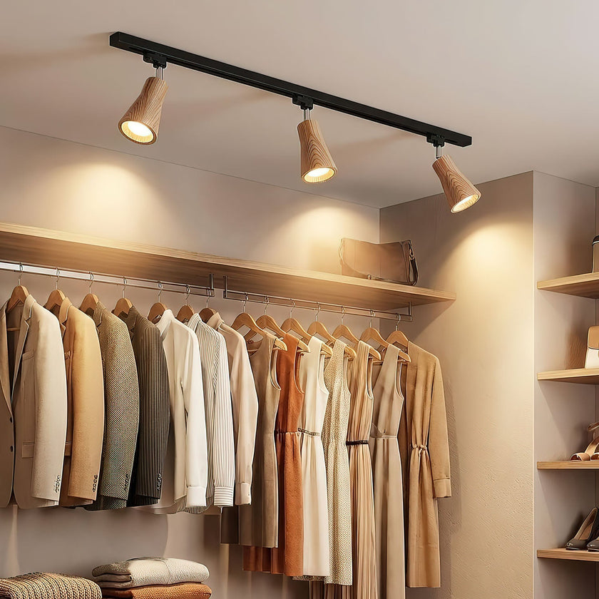 Wood Canopy Steel Track Ceiling Light