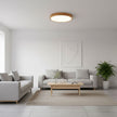 Rubberwood Geometric Flush Mount Light