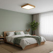 Rubberwood Geometric Flush Mount Light