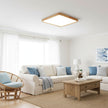 Rubberwood Geometric Flush Mount Light