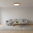 Rubberwood Geometric Flush Mount Light