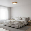 Rubberwood Geometric Flush Mount Light
