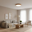 Rubberwood Geometric Flush Mount Light