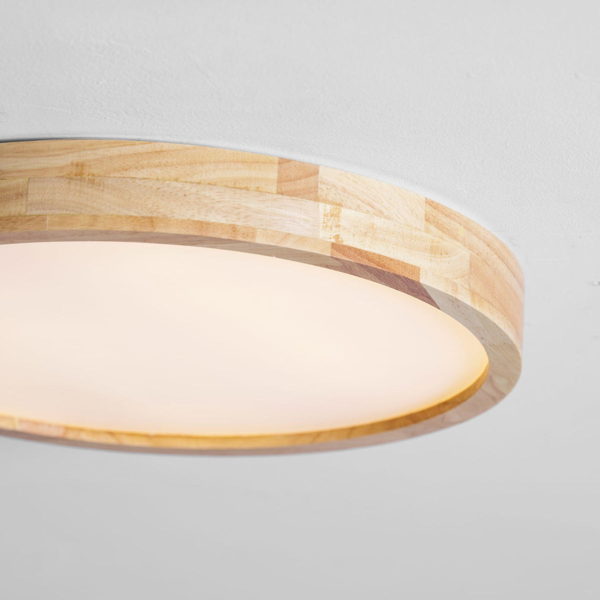 Rubberwood Geometric Flush Mount Light