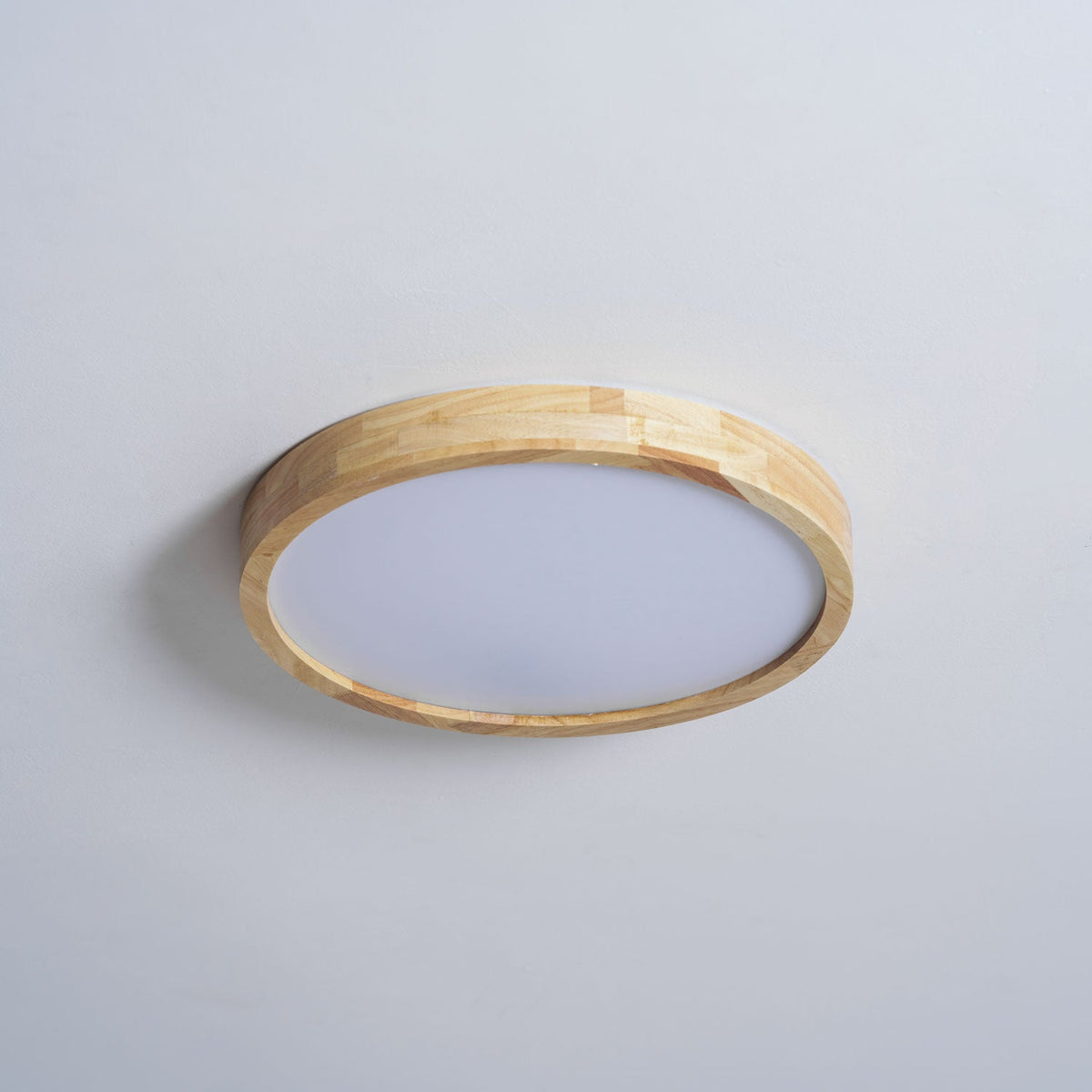 Rubberwood Geometric Flush Mount Light