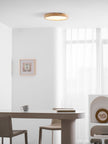 Rubberwood Geometric Flush Mount Light