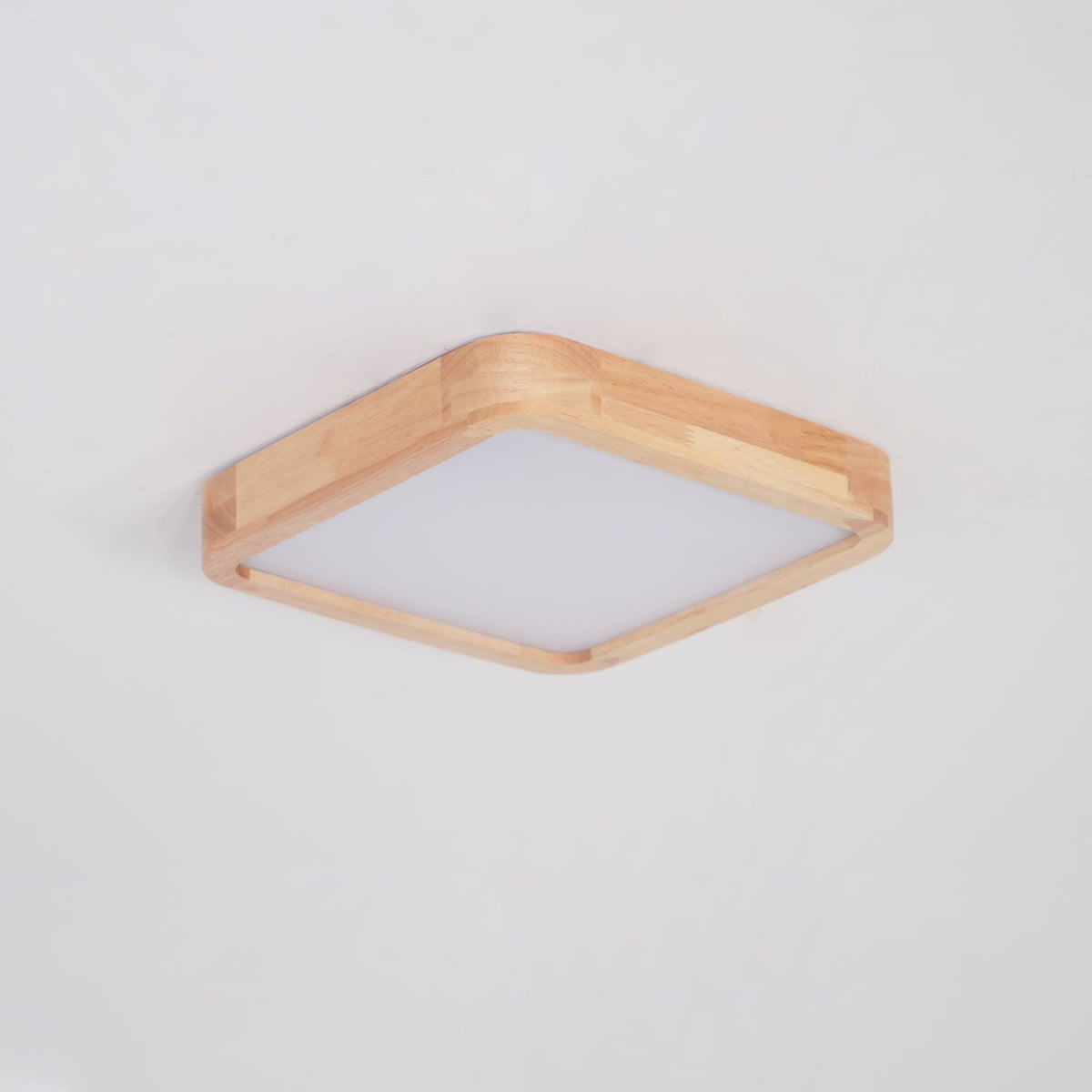 Rubberwood Geometric Flush Mount Light