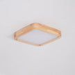 Rubberwood Geometric Flush Mount Light