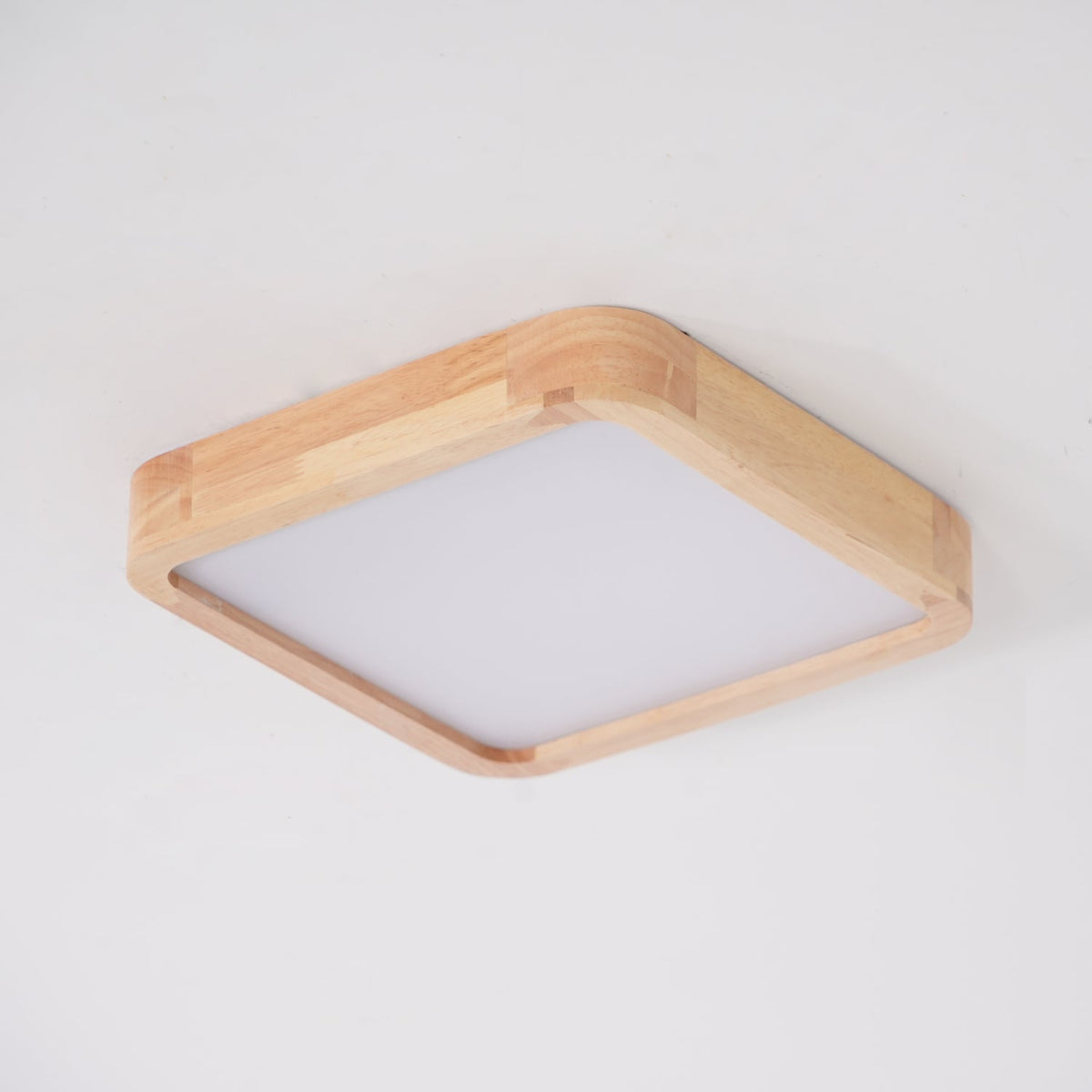 Rubberwood Geometric Flush Mount Light
