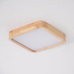 Rubberwood Geometric Flush Mount Light