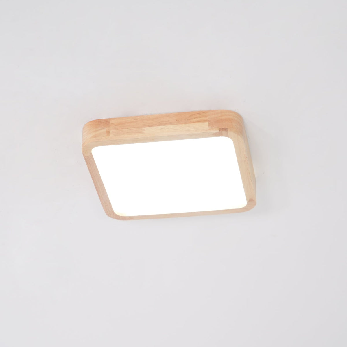 Rubberwood Geometric Flush Mount Light