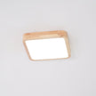 Rubberwood Geometric Flush Mount Light