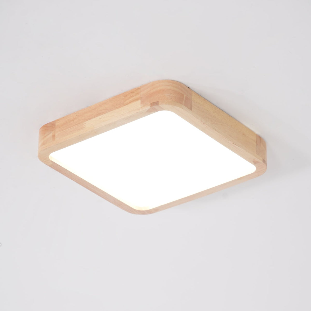 Rubberwood Geometric Flush Mount Light