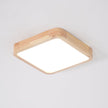 Rubberwood Geometric Flush Mount Light