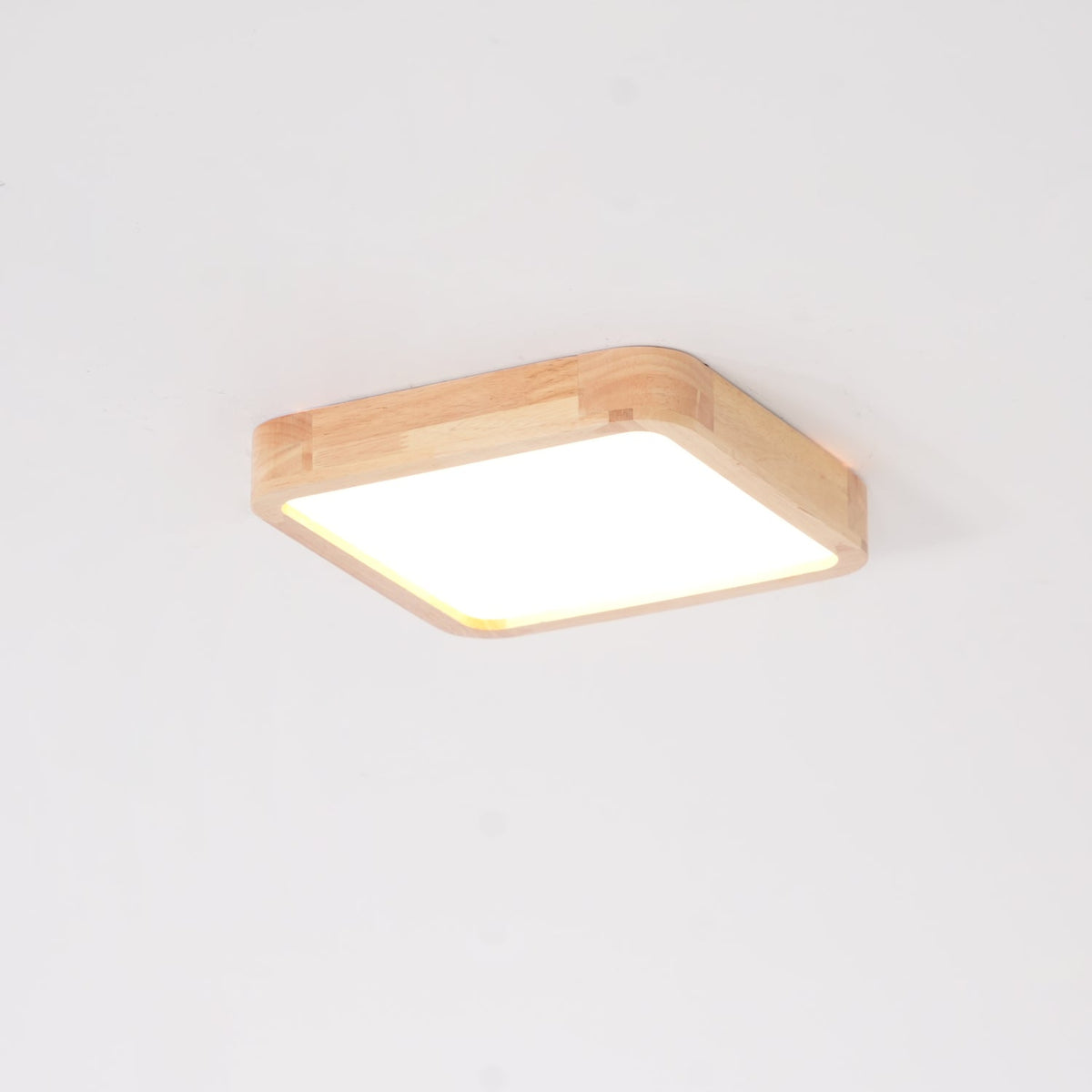 Rubberwood Geometric Flush Mount Light