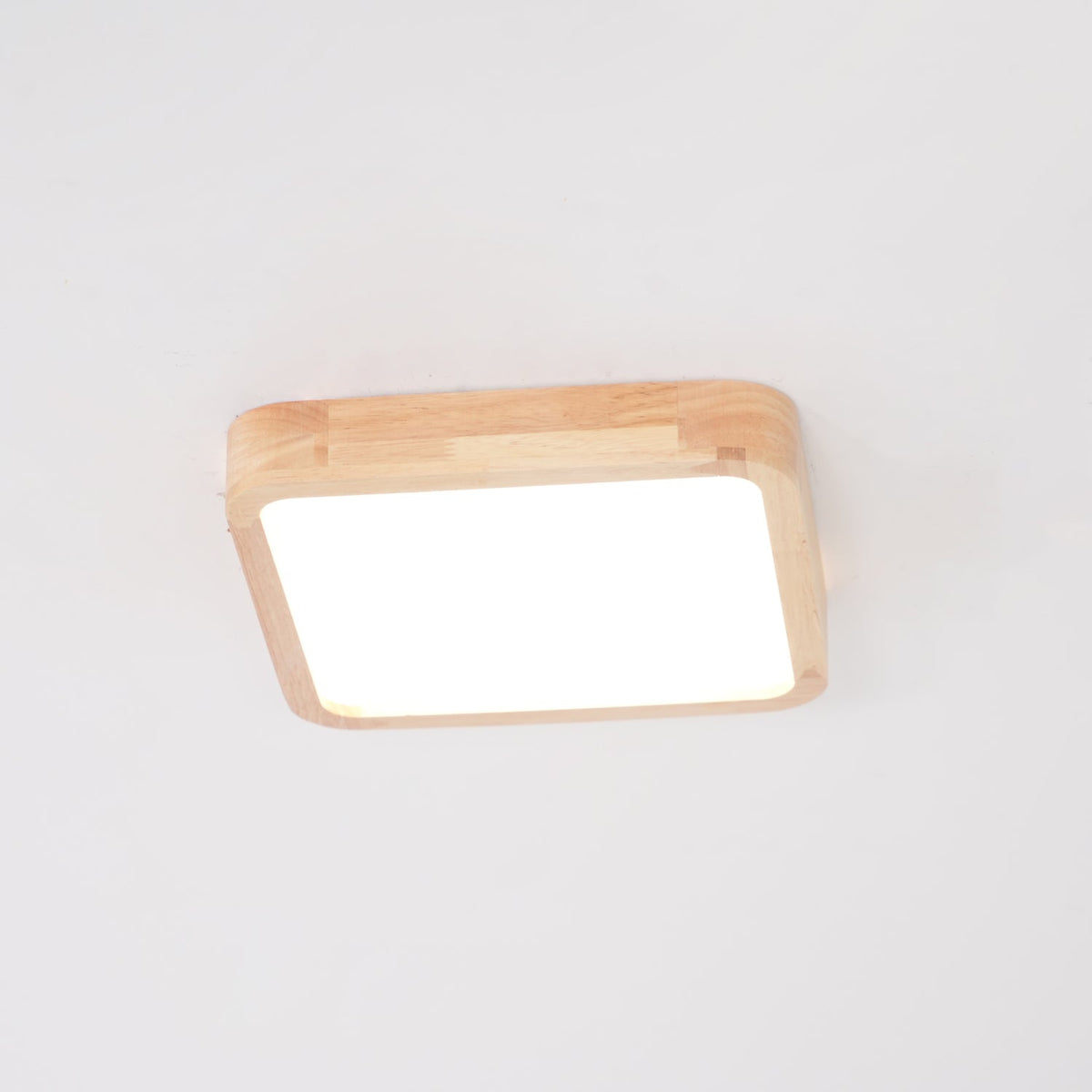 Rubberwood Geometric Flush Mount Light