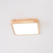 Rubberwood Geometric Flush Mount Light
