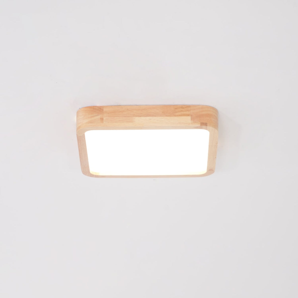Rubberwood Geometric Flush Mount Light