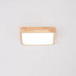 Rubberwood Geometric Flush Mount Light