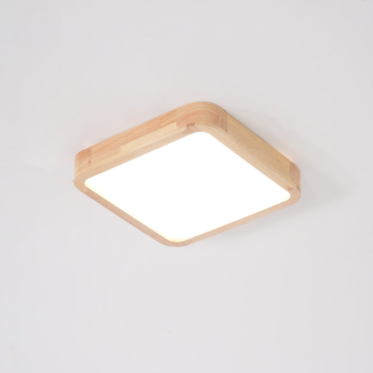 Rubberwood Geometric Flush Mount Light