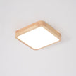 Rubberwood Geometric Flush Mount Light