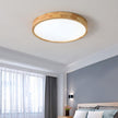 Rubberwood Geometric Flush Mount Light