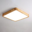 Rubberwood Geometric Flush Mount Light
