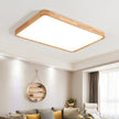 Rubberwood Geometric Flush Mount Light