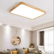 Rubberwood Geometric Flush Mount Light