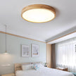 Rubberwood Geometric Flush Mount Light
