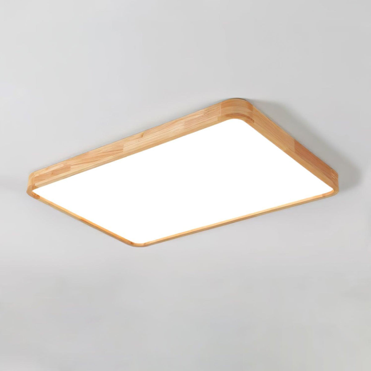 Rubberwood Geometric Flush Mount Light