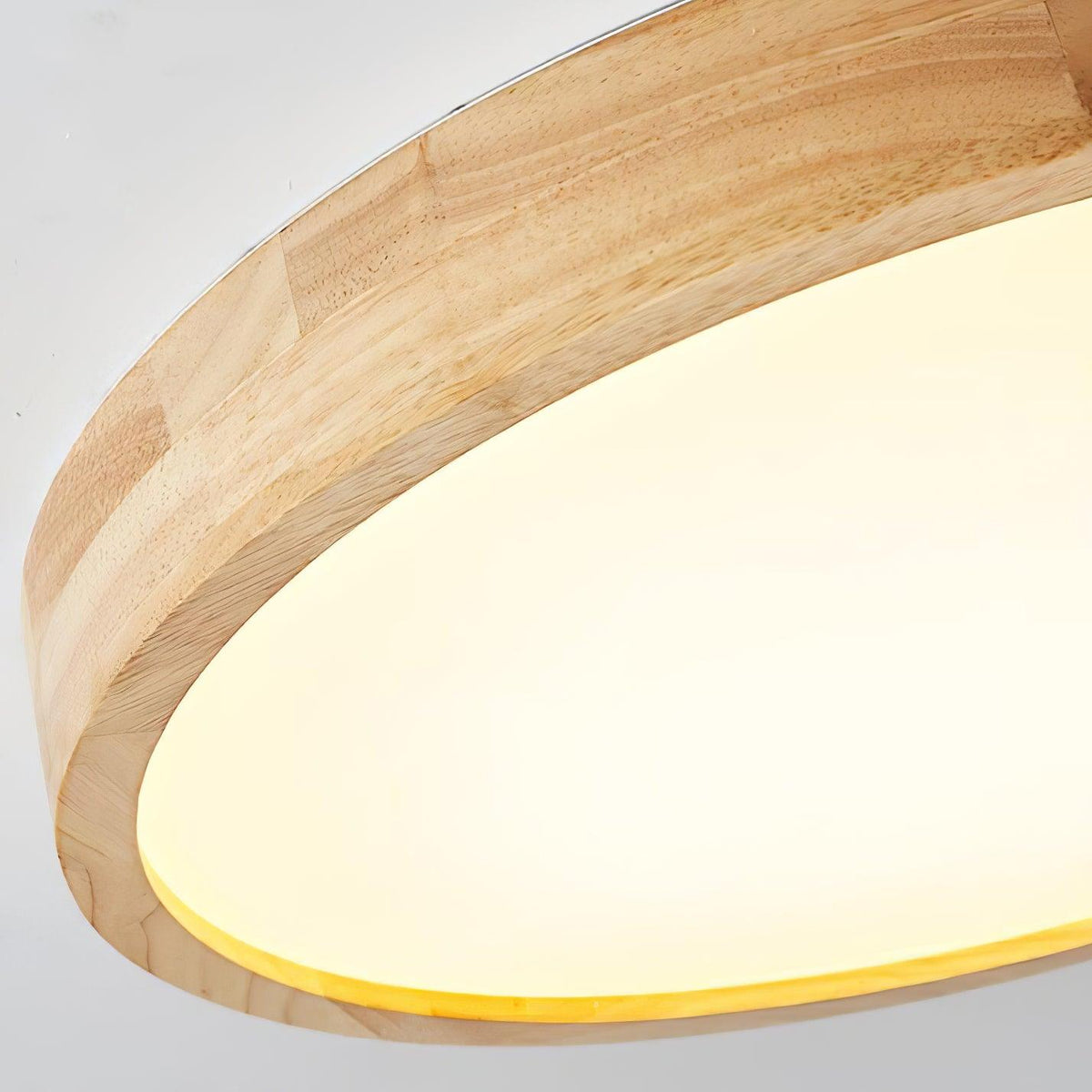 Rubberwood Geometric Flush Mount Light