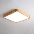 Rubberwood Geometric Flush Mount Light