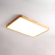 Rubberwood Geometric Flush Mount Light