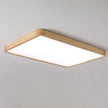 Rubberwood Geometric Flush Mount Light
