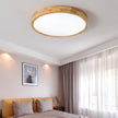 Rubberwood Geometric Flush Mount Light