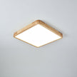 Rubberwood Geometric Flush Mount Light