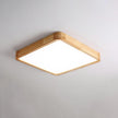 Rubberwood Geometric Flush Mount Light