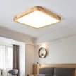 Rubberwood Geometric Flush Mount Light