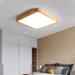 Rubberwood Geometric Flush Mount Light