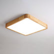 Rubberwood Geometric Flush Mount Light