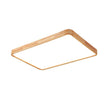 Rubberwood Geometric Flush Mount Light