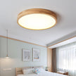 Rubberwood Geometric Flush Mount Light