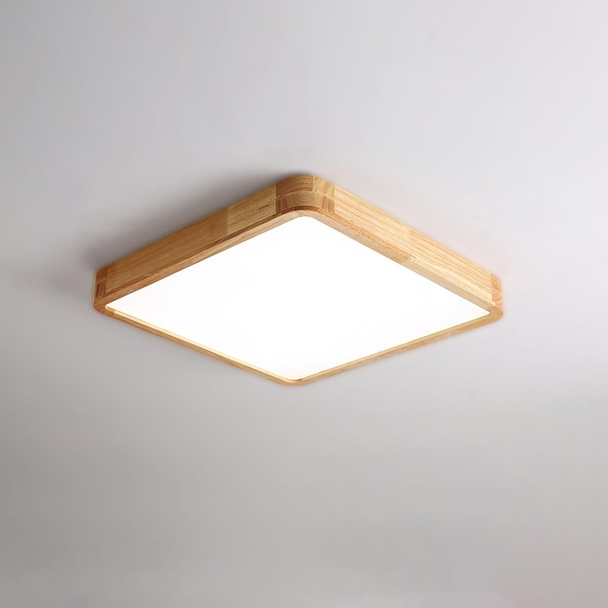 Rubberwood Geometric Flush Mount Light