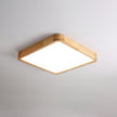 Rubberwood Geometric Flush Mount Light