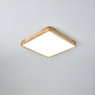 Rubberwood Geometric Flush Mount Light