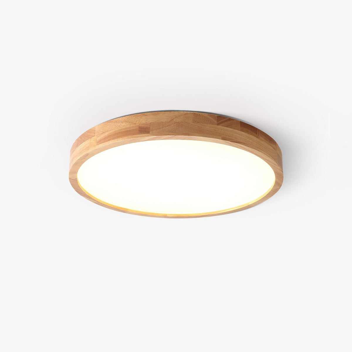 Rubberwood Geometric Flush Mount Light