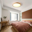 Rubberwood Geometric Flush Mount Light