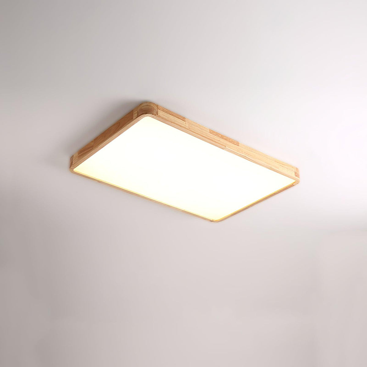 Rubberwood Geometric Flush Mount Light