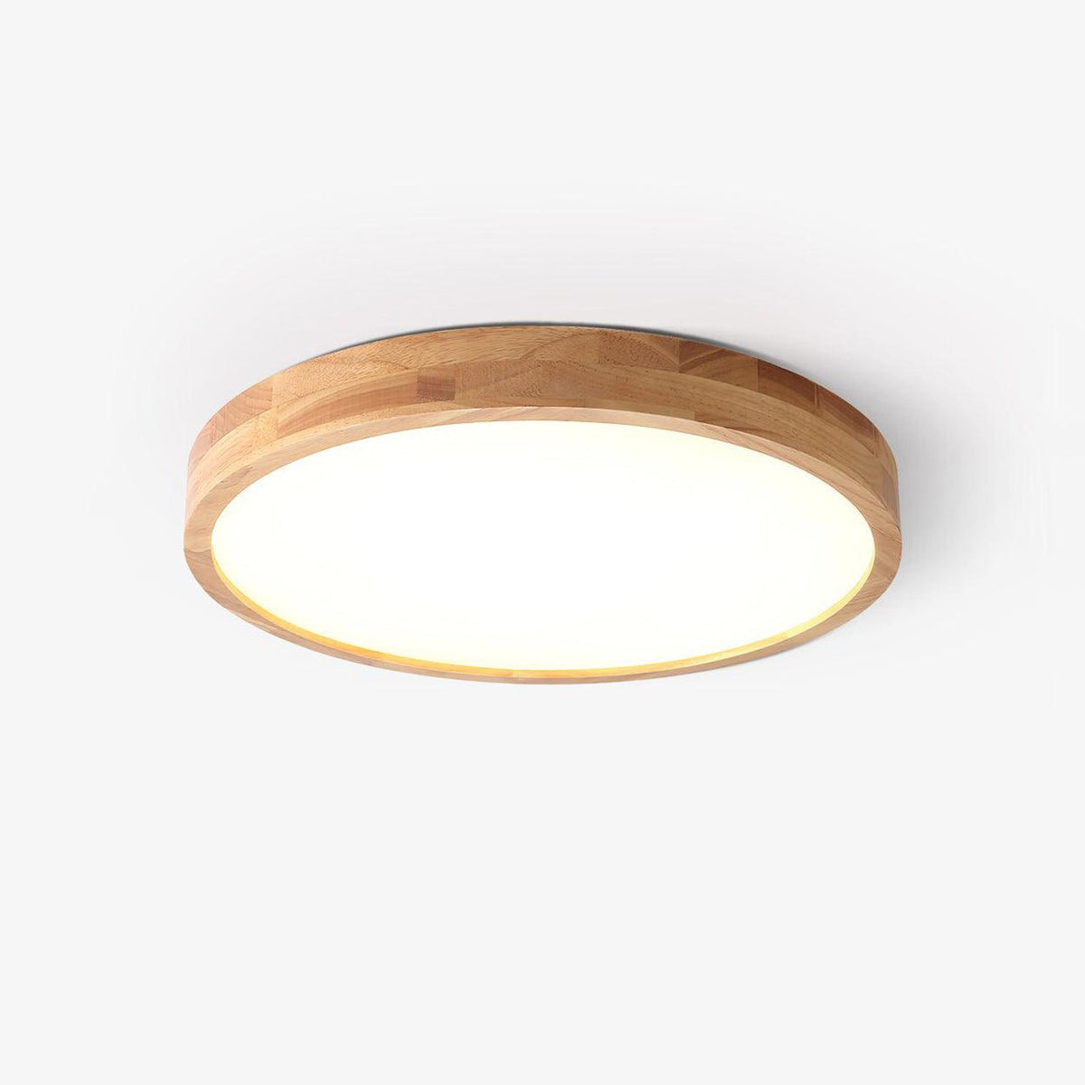 Rubberwood Geometric Flush Mount Light